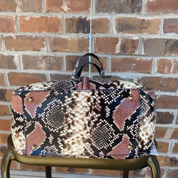 NWT Brahmin Carla Tea Rose Evita Snakeskin Python - Picture 5 of 9